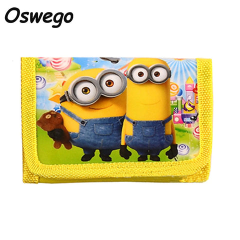 Cartoon Character Yellow Minions Coin Purse Short Wallet Women Children Velcro Type Zipper Money Bag Coin Purse carteras mujer