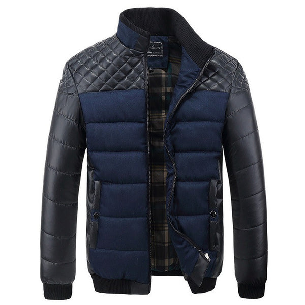 Mountainskin Brand Men's Jackets and Coats 4XL PU Patchwork Designer Jackets Men Outerwear Winter Fashion Male Clothing EDA0116