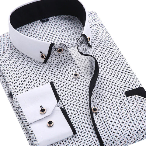 2017 Men Fashion Casual Long Sleeved Printed shirt Slim Fit Male Social Business Dress Shirt Brand Men Clothing Soft Comfortable