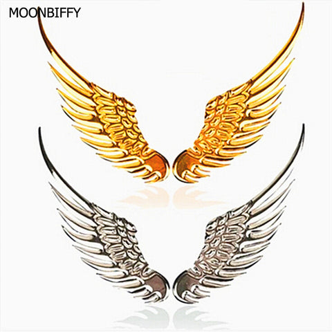 1 Pair Car Styling Fashion Metal Stickers 3D Wings Car Sticker Car Motorcycle Accessories Gold/silver