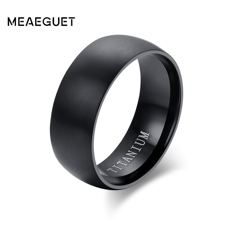 Meaeguet Fashion Men's Black Titanium Ring Matte Finished Classic Engagement Anel Jewelry For Male Wedding Bands