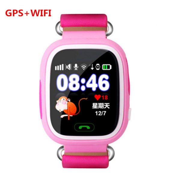 Free Shipping Q90 GPS Phone Positioning Fashion Children Watch 1.22 Inch Color Touch Screen WIFI SOS Smart Watch PK Q80 Q50 Q60