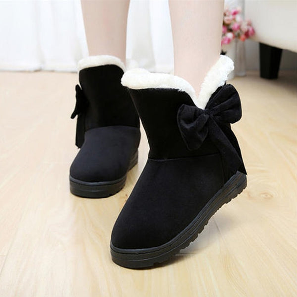 Women winter fashion solid snow boots female ankle boots with fur warm boot woman casual shoes botas femininas SOT905