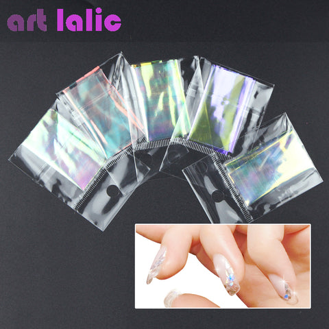 5 Sheets 3D Holographic Starry Sky Glitter Foils Finger Nail Art Mirror Stickers Glitter Stencil Decal DIY Manicure Design Tools