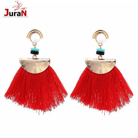 JURAN Long Tassel Statement Earrings New 2017 Trend Fashion Rope Big Earrings For Women 4 Colors Wholesale Jewelry F3309