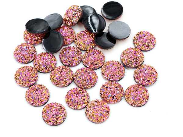 New Fashion 40pcs 12mm Mix Colors Natural Stone Convex Series Flat back Resin Cabochons Jewelry Accessories Wholesale Supplies