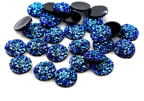 New Fashion 40pcs 12mm Mix Colors Natural Stone Convex Series Flat back Resin Cabochons Jewelry Accessories Wholesale Supplies