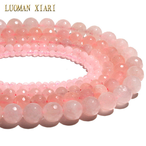 Wholesale AAA+ Faceted Rose Pink Quartz Natural Stone Beads For Jewelry Making DIY Bracelet Necklace 4/ 6/8/10/12 mm Strand 15''