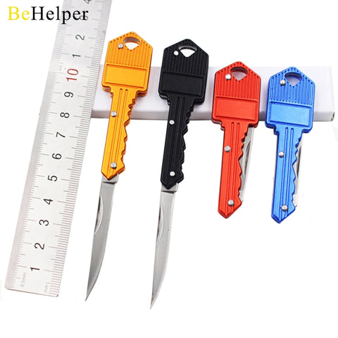 BeHelper [4 Color] Protable Key Fold Knife Key Pocket Knife Key Chain Knife Peeler Mini Camping Key Ring Knife Tool
