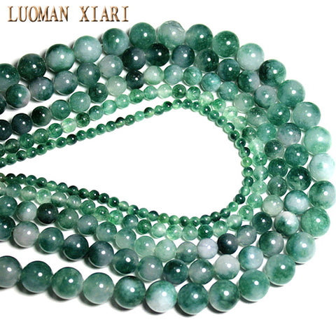 Wholesale Green Stone Round Shape Natural Stone Beads For Jewelry Making DIY Bracelet  4mm 6mm 8mm 10mm 12mm Strand 16''