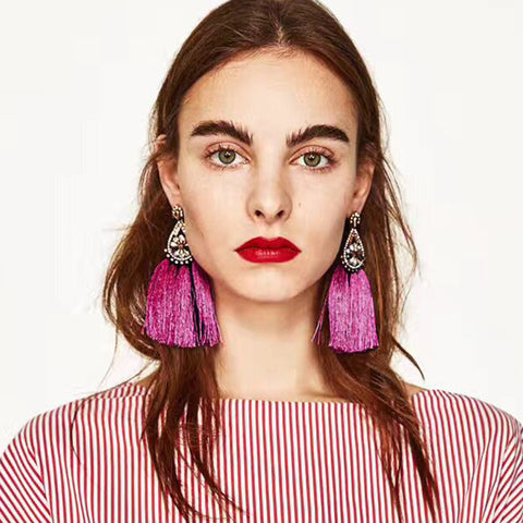 Best lady Fashion Jewelry Tassel Dangle Earrings Cheap Wedding Bohemian Drop Statement Earrings For Women Flowers Charm 5274