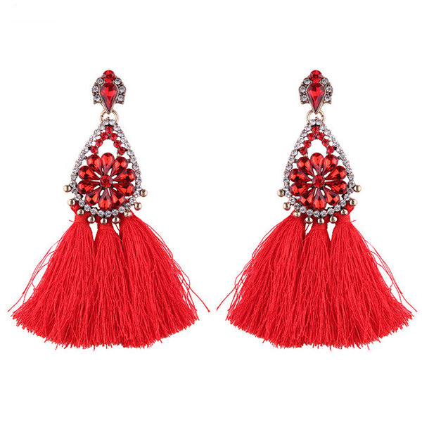 Best lady Fashion Jewelry Tassel Dangle Earrings Cheap Wedding Bohemian Drop Statement Earrings For Women Flowers Charm 5274