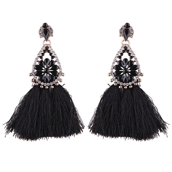 Best lady Fashion Jewelry Tassel Dangle Earrings Cheap Wedding Bohemian Drop Statement Earrings For Women Flowers Charm 5274