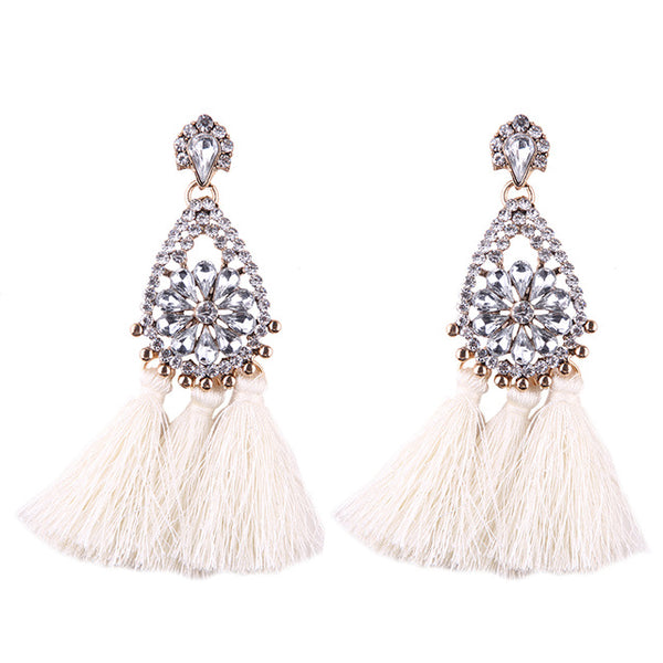 Best lady Fashion Jewelry Tassel Dangle Earrings Cheap Wedding Bohemian Drop Statement Earrings For Women Flowers Charm 5274