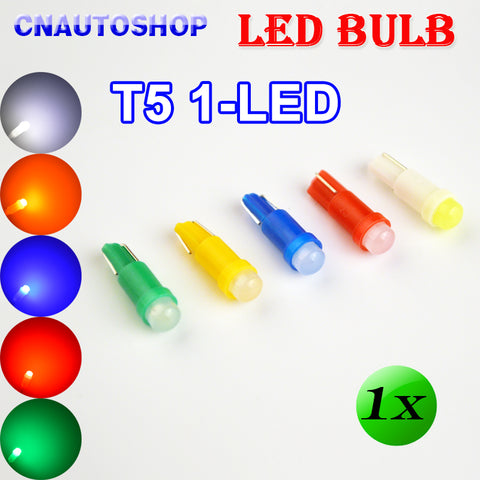 1 x T5 1 SMD LED Bulb Ceramic Dashboard Gauge Instrument Auto Light Car Lamp DC12V White / Green / Yellow / Blue / Red Color