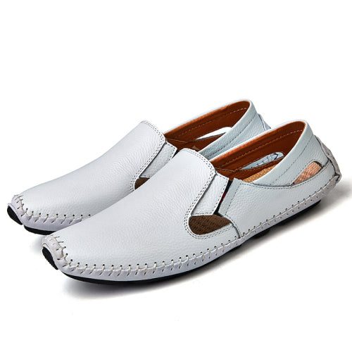 Men Leather Driving Shoes Plus Size 45 46 47 Casual Slip-on Summer Shoes 5 Colors Size 38-47