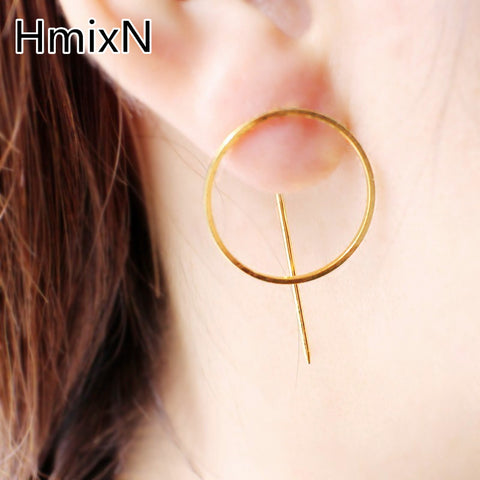 Big Circle Earring Simple Minimalism Fashion Statement Jewelry Metal Punk Style round stud Earring For Women copper Brincos