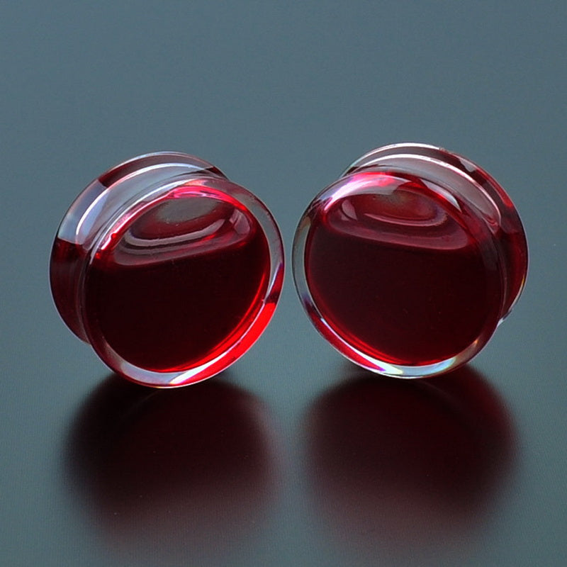 SwanJo 1Pair Red Liquid Blood Ear Gauges Acrylic Ear Plug Earrings Gauges Body Piercing Jewelry Piercing Mixes 9 Size Promotion