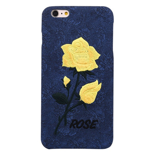 KISSCASE Beautiful Rose Flower Case For Apple iPhone 7 6s 7 Plus Case For Samsung Galaxy S7 s6 Edge S8 S8 Plus Embroidery  Cover