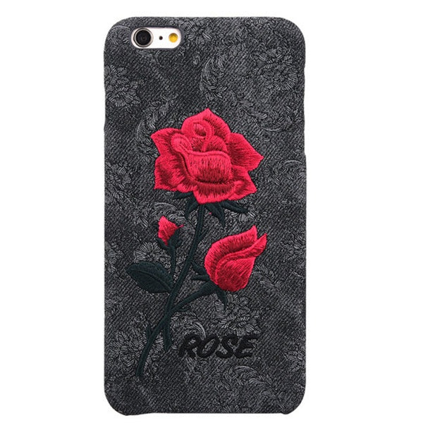 KISSCASE Beautiful Rose Flower Case For Apple iPhone 7 6s 7 Plus Case For Samsung Galaxy S7 s6 Edge S8 S8 Plus Embroidery  Cover