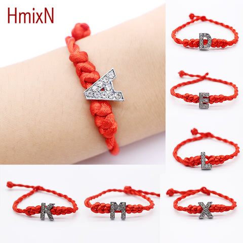 2016 New fashion Crystal Letters Charm Bracelet with Red Rope chain Lucky Bracelet Cord String Line Handmade Jewelry for unisex