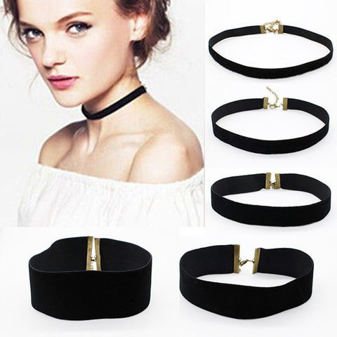 2017 Fashion Black Velvet Choker Necklace 90's plain Ribbon Gothic round Burlesque rope chain Statement Jewelry Retro for Women