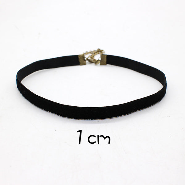 2017 Fashion Black Velvet Choker Necklace 90's plain Ribbon Gothic round Burlesque rope chain Statement Jewelry Retro for Women