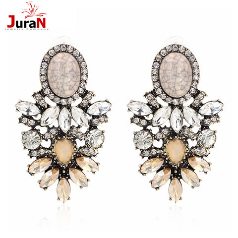 JURAN New Arrival Wholesale Good Quality Big Crystal Earring 2016 New Statement Fashion Handmade Stud Earrings For Women C3506