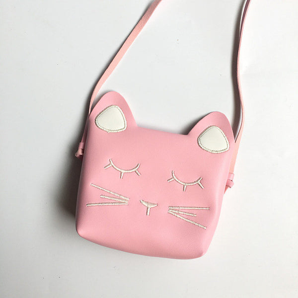 2017 New Arrival Children Cat Embroidery Messenger Bag Baby Girls Cat Ear Coin Purse Red Cute Decoration Bags for kids Gifts