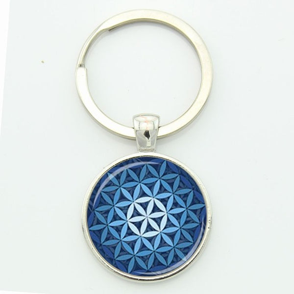 TAFREE Key chain Mandala Art Picture Glass Cabochon pendant Keychains Sacred Geometry Yoga Om Fashion Jewelry Key ring M01-17