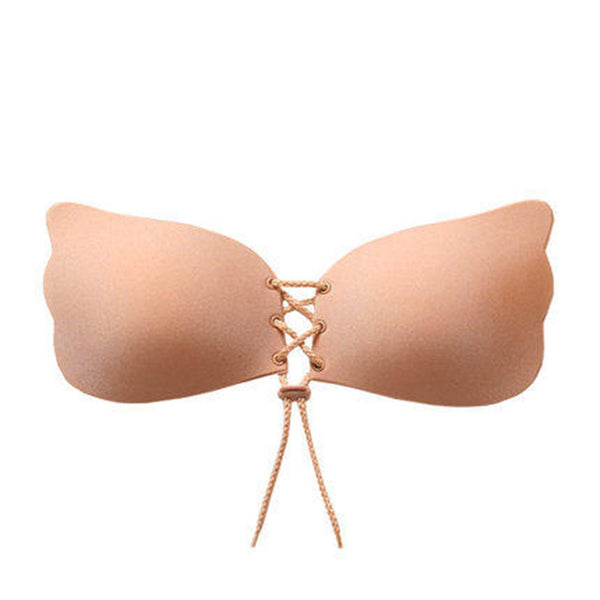 Feilibin Super Push Up Bra for Small Breast Young Girls Push Up Silicon Women Invisible Adhesive Bra Strapless Women Bralette