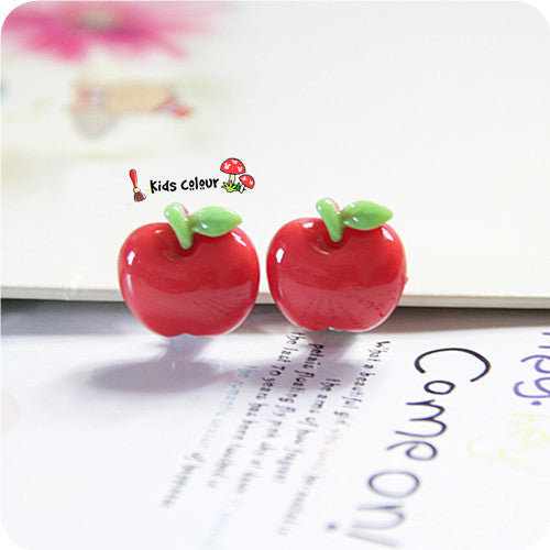 720 New Arrival Cute Cherry/ Strawberry/Apple Ear Clips Children Clip Earrings Girl Resin Ear Clips FD954