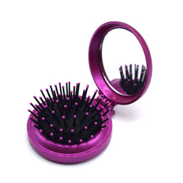 1 Pcs New Girls Portable Mini Folding Comb Airbag Massage Round Travel Hair brush With Mirror Cute Round Hair