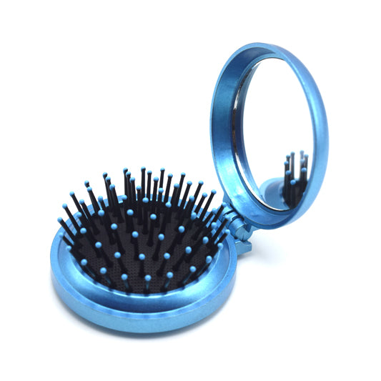 1 Pcs New Girls Portable Mini Folding Comb Airbag Massage Round Travel Hair brush With Mirror Cute Round Hair