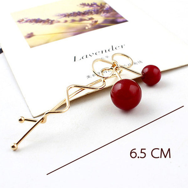 3Pc/Lot Sweet Women Girls Barrettes Korean Style Red Cherry Shaped Bow Hairpin Twist Hair Clips Headdress Hair Accessories