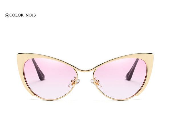 MADELINY Fashion Metal Cat Eye Sunglasses Women Brand Designer Cat Eye Sun Glasses Sexy Oculos De Sol Feminino Hot Sale MA051