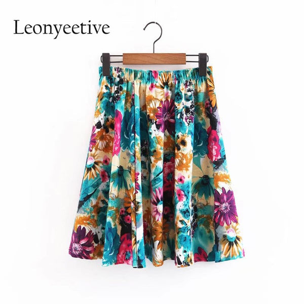 Leonyeetive 2017 Spring Summer Casual Floral Fashion linen Skirts Women Cotton Linen Embroidery Skirt