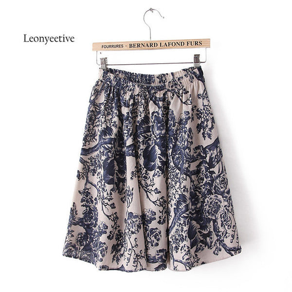 Leonyeetive 2017 Spring Summer Casual Floral Fashion linen Skirts Women Cotton Linen Embroidery Skirt