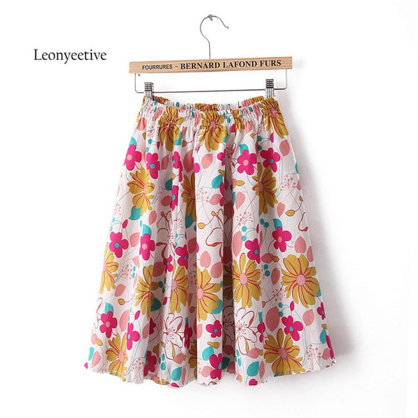 Leonyeetive 2017 Spring Summer Casual Floral Fashion linen Skirts Women Cotton Linen Embroidery Skirt