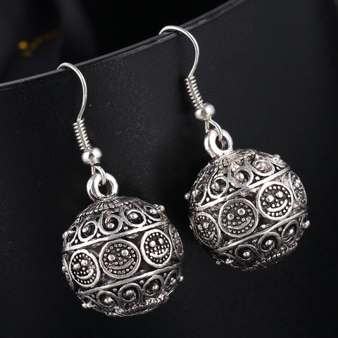 IF ME New Ball Antique Silver Color Vintage Earrings Fashion Jewelry Women Drop Minimalist Long Dangle Earrings Boucle D'oreille