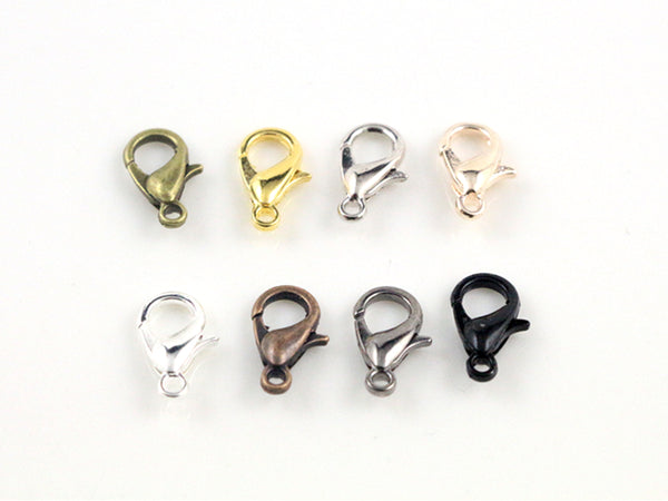 12*6mm 150pcs/lot  8 Colors Plated Fashion Jewelry Findings,Alloy Lobster Clasp Hooks for Necklace&Bracelet Chain DIY