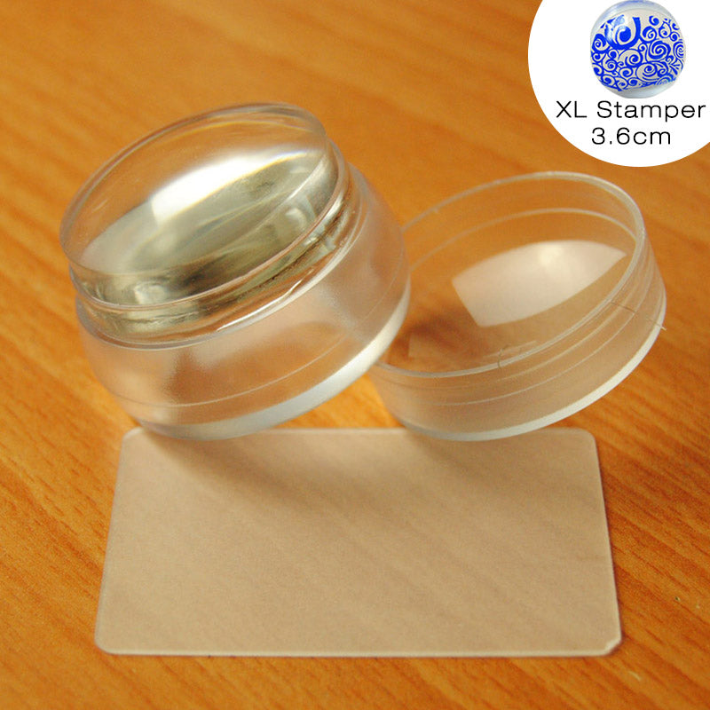 3.5cm Head Design Matte Nail Art Stamper Stamping Scraper With Cap Silicone Jelly Clear Transparent Template Tools Manicure Set