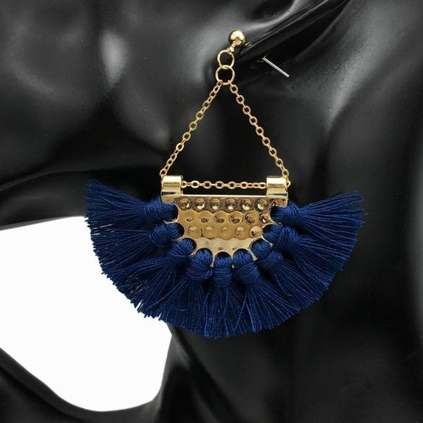 MANILAI T Show Bohemia Tassels Dangle Earrings Women Accessories Cotton Handmade Fringed Earrings Ethnic Jewelry Trendy Style