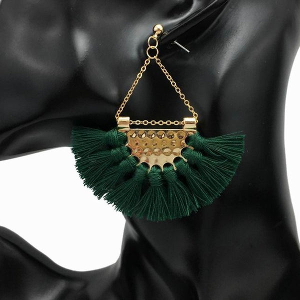 MANILAI T Show Bohemia Tassels Dangle Earrings Women Accessories Cotton Handmade Fringed Earrings Ethnic Jewelry Trendy Style