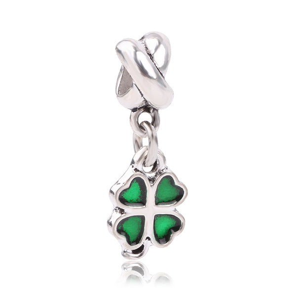 NEW Free Shipping Jewelry Silver Color green Bead Charm Flower Silver Bead with Crystal Fit Pandora Bracelet