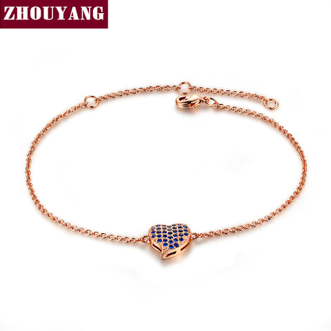 Three Color Micro insert technology Heart Rose Gold Color Bracelet Jewelry Austrian Crystals Wholesale ZYH188 ZYH190 ZYH191