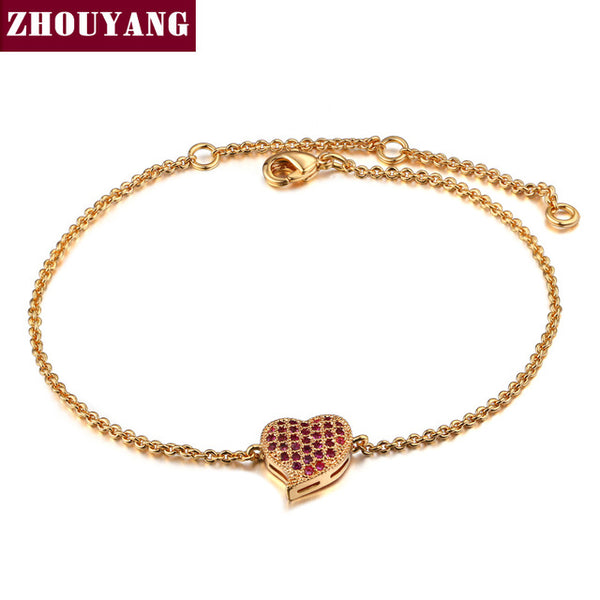 Three Color Micro insert technology Heart Rose Gold Color Bracelet Jewelry Austrian Crystals Wholesale ZYH188 ZYH190 ZYH191