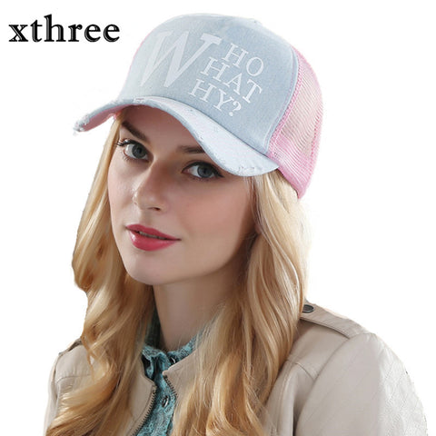 Xthree summer female baseball caps woman snapback hat denim mesh cap casquette bone hats for women men