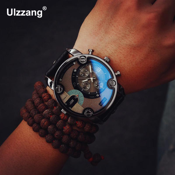 Fashion JIS High Quality Blue Ray Black Brown Leather Band Steel Shell Men Male Quartz Watch Wristwatches Clock