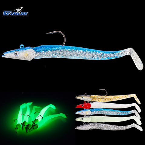 Seanlure 2017 Lead Head Glow Bait 11cm 22g 5pcs/Pack Artificial Bait Single Hook Swimbait PVC Soft lure Fishing Lure  hook hooks